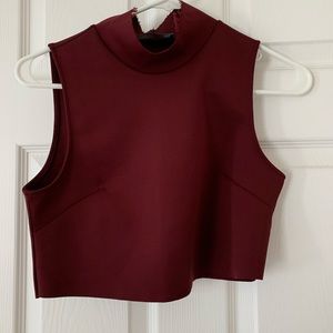 Burgundy scuba crop top